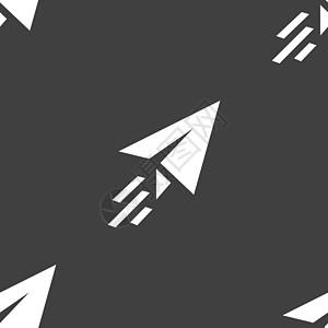 纸飞机图标标志 灰色背景上的无缝模式 韦克托乐趣插图航班航空运输手工业折纸天空游戏旅行图片