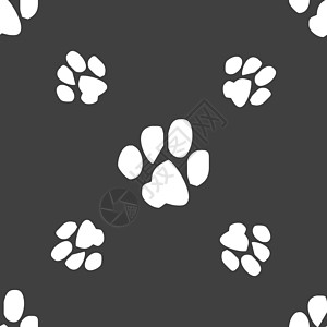 灰色背景上的无缝模式 矢量 X打印脚印爪子卡通片插图兽医动物宠物食物兔子图片