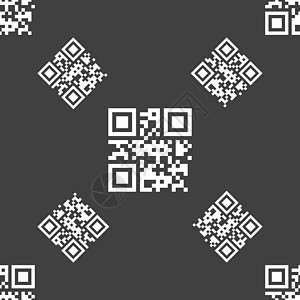 Qr 代码图标符号 灰色背景上的无缝模式 矢量技术创造力二维码编码徽章艺术扫描质量海豹令牌图片