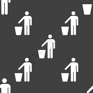 丢弃废件夹图标符号 在灰色背景上的无缝模式 矢量生态篮子垃圾桶办公室回收垃圾箱垃圾药品商业环境背景图片