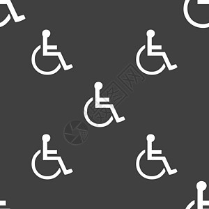 已禁用图标符号 灰色背景上的无缝模式 矢量绘画援助人士医院车轮男人听力病人设施残障图片