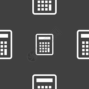 计算器图标标志 灰色背景上的无缝模式 韦克托金属展示技术网络数学经济办公室插图金融电子图片