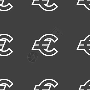 欧元图标符号 灰色背景上的无缝模式 矢量货币手提包市场海豹令牌抵押徽章现金邮票墙纸图片