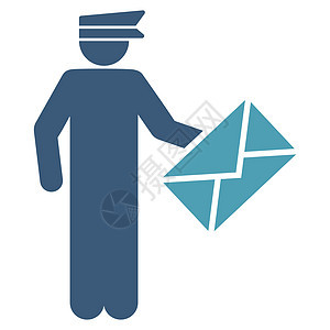 Postman 图标蓝色职业邮政男人青色运输工作电子邮件司机信封图片