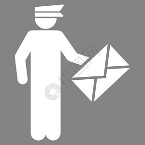 Postman 图标信使职业运输字形纸盒司机背景邮件灰色邮箱图片