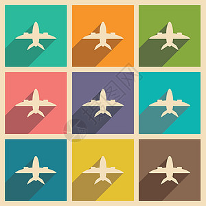 平整与阴影图标和移动调适平面社会插图数字航班商业货物乘客绘画作品天空图片