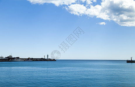 市湾旅游海岸港口码头天际全景建筑晴天景观蓝色图片