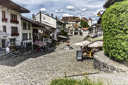 瑞士弗里堡Gruyeres村主要街道 Fribourg图片