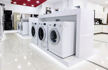 商店中的家用电器奢华销售电器洗衣店机器库存冰箱白色洗涤家务图片