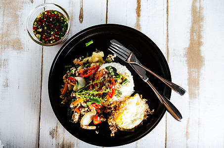 泰国辣辣食品猪肉盘子美食红色辣椒蔬菜食物烹饪绿色餐厅图片