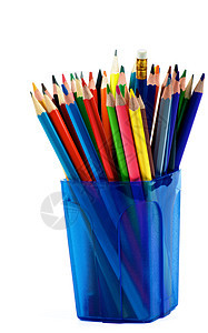 成堆的铅笔学校对象文具蜡笔白色彩色用品橙子工艺蓝色图片