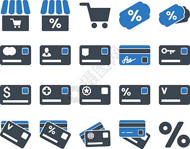 购物和银行卡图标电子商务商业金融降价优惠券礼物授权命令税收经济图片