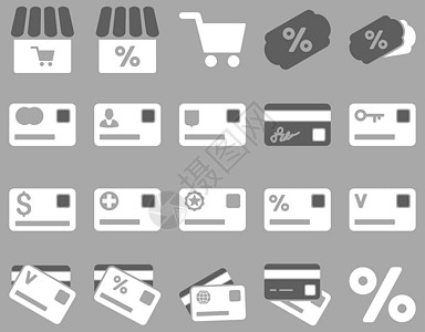购物和银行卡图标购物车市场经济降价标签礼物投资优惠券货币命令图片
