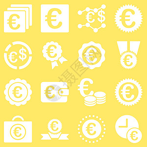 欧元银行业务和服务工具图标银行录取横幅符号收益证书字形公文包硬币飞机图片