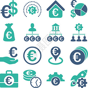欧元银行业务和服务工具图标硬币行李工厂收益控制现金联盟会议信用商业图片