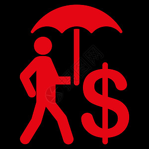 来自的保险图标硬币经济商务财富金融人士阳伞现金安全资金图片