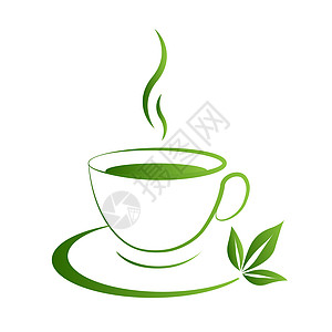 茶杯图标绿色毕业插图饮料菜单购物白色美食饭厅店铺叶子咖啡店图片