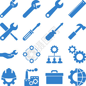 选项和服务工具图标集图示集头盔公司图标商业齿轮环境控制锤子配置工程图片
