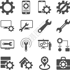选项和服务工具图标集图示集报告字形商业房子硬件配置桌面控制扳手工作图片