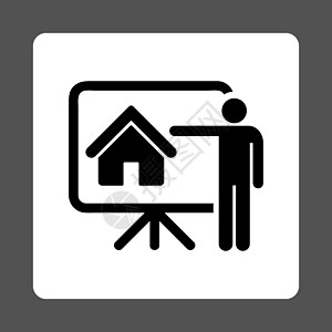 房地产商图标正方形黑与白住房商业公寓建筑建筑师银行不动产小屋图片