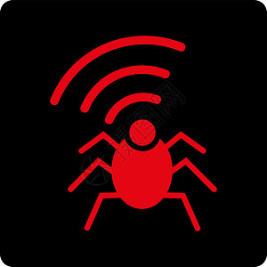 无线电间谍错误图标昆虫红色匿名蓝牙代理人安全间谍上网技术天线图片