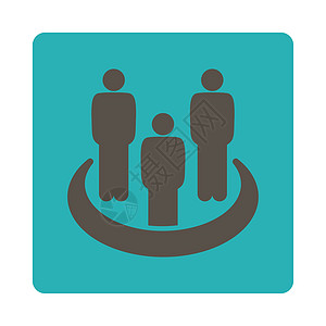 社会群体图标男人正方形青色团体成员字形家庭按钮圆形职员图片