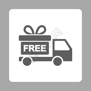 礼品交付图标展示正方形零售运输车送货货车营销货物服务按钮图片