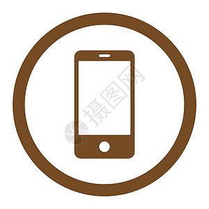 手机平面素材智能手机平面棕色四轮光栅图标背景