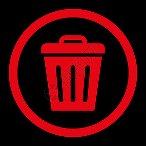 垃圾桶图标废件可平坦红色四轮光栅图标黑色背景字形倾倒生态环境篮子回收回收站垃圾桶背景