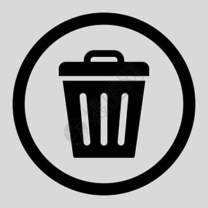 平面黑色彩整形光栅图标篮子垃圾生态字形浅灰色倾倒回收站垃圾箱环境背景图片