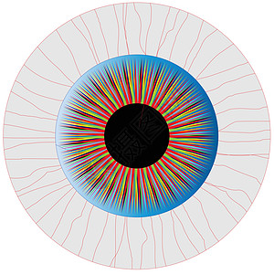 血光眼眼球配镜师圆形光学白色艺术品血丝鸢尾花瞳孔插图图片