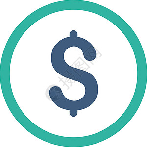 平方美元钴和青色圆形矢量图标致富经济金库资金货币商业平衡金子支付字形图片
