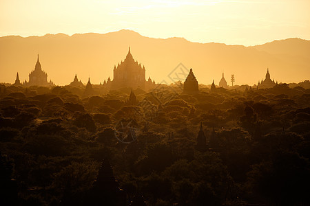 缅甸巴甘古寺庙风景美景的美丽图片