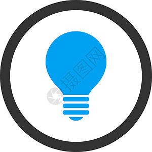 蓝色和灰色平板散装电机 四向矢量图标灯泡创新天才解决方案头脑思维发明力量照明专利图片
