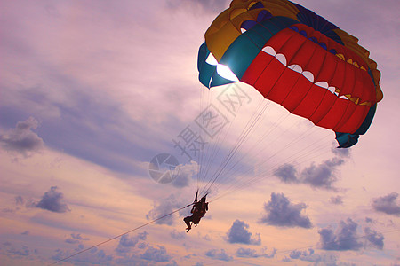 跳伞天空太阳背景图片