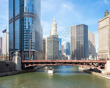 芝加哥市中心全景办公室蓝色建筑学金融城市生活目的地市中心旅游反射天空图片