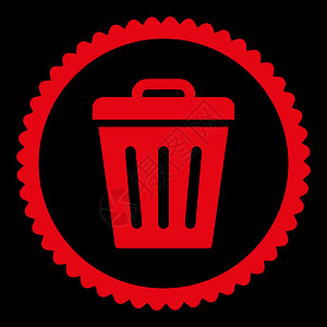 垃圾桶可平铺红色整周邮票图标回收站篮子黑色海豹倾倒橡皮垃圾环境回收字形图片