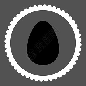 复活节彩蛋图标黑色和白彩蛋平面鸡蛋圆邮票图标橡皮黑与白海豹食物背景数字灰色证书细胞早餐背景