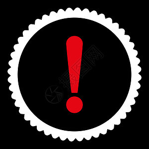 平面红色和白颜色的标志 圆印章图标感叹号警报预防报警事故攻击惊呼警告橡皮邮票图片