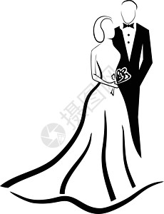 亲热结婚夫妇忠诚仪式婚纱男士庆典婚礼新婚新郎卡通片女性设计图片