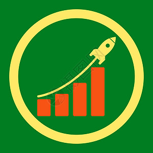 平平橙色和黄颜色四向矢量图标生长报告发射统计背景投资薪水飞船销售量数据图片