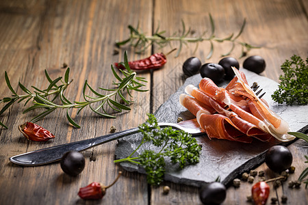 Prosciutto 专利水平小吃草药食物早餐肉制品自助餐乡村猪肉熏肉图片