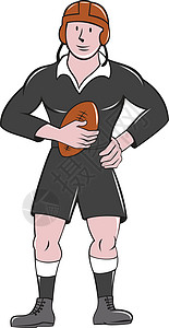 传统橄榄球玩家持球比赛常态卡通图片