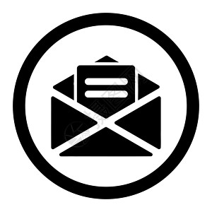 打开邮件平面黑色整圆 glyph 图标圆形电子邮件邮政数据信封邮资通讯明信片垃圾邮件图片