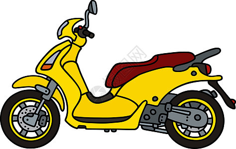 黄色摩托车运输发动机车辆骑士卡通片运动机器背景图片