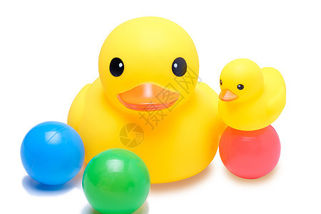 黄色橡皮鸭 有彩色圆球白色洗澡橡皮小鸭子高音淋浴动物喇叭玩具橙子图片
