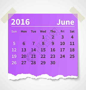2016年6月16日日历色彩多彩的撕破纸商业数字季节紫色文档蓝色日程阴影正方形年度图片