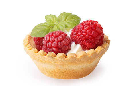 草莓甜点奶油红色覆盆子糕点浆果白色薄荷食物小吃蛋糕图片