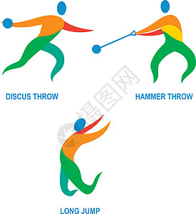 掷铁饼者Hammer 丢掷磁盘扔长跳跳图标插画