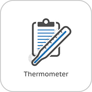 温度计和医疗服务图标 平板设计乐器温度科学测量仪表摄氏度诊断指标图片